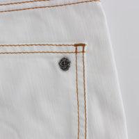 White Cotton Blend Slim Fit Jeans