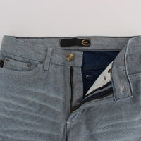 Blue Cotton Slim Fit Denim Capri Cropped Jeans