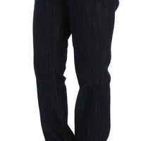 Blue Cotton Straight Fit Stretch Jeans