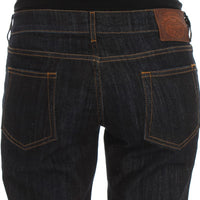 Blue Cotton Straight Fit Stretch Jeans