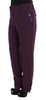 Purple Polyester Blend Straight Dress Pants