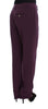 Purple Polyester Blend Straight Dress Pants