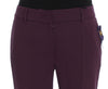 Purple Polyester Blend Straight Dress Pants