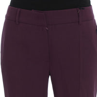 Purple Polyester Blend Straight Dress Pants