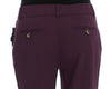 Purple Polyester Blend Straight Dress Pants