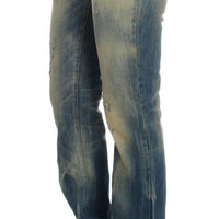 Blue Wash Cotton Slim Fit Bootcut Jeans
