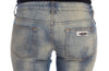 Blue Wash Cotton Slim Fit Bootcut Jeans