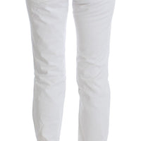 White Cotton Slim Fit Denim Bootcut Jeans