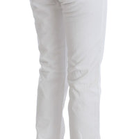 White Cotton Slim Fit Denim Bootcut Jeans