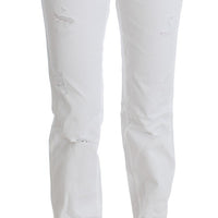 White Cotton Slim Fit Denim Bootcut Jeans