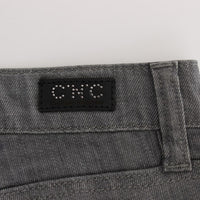 Gray Cotton Blend Slim Fit Jeans