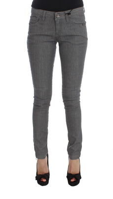 Gray Cotton Blend Slim Fit Jeans