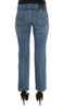 Blue Cotton Slim Fit Cropped Jeans