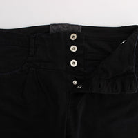 Black Cotton Slim Fit Cropped Jeans