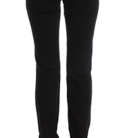 Black Cotton Slim Fit Bootcut Jeans