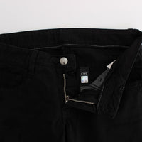 Black Cotton Slim Fit Bootcut Jeans