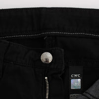 Black Cotton Slim Fit Bootcut Jeans