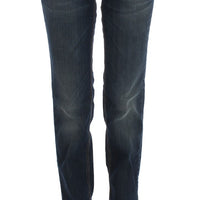 Blue Cotton Blend Bootcut Jeans