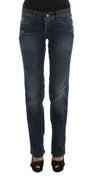 Blue Cotton Blend Bootcut Jeans