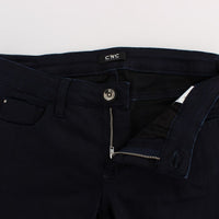 Blue Cotton Blend Slim Fit Jeans