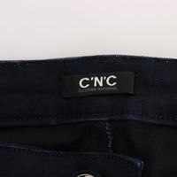 Blue Cotton Blend Slim Fit Jeans