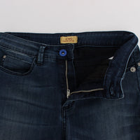 Blue Cotton Blend Slim Fit Jeans