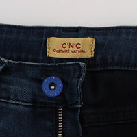 Blue Cotton Blend Slim Fit Jeans