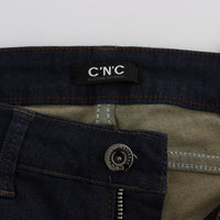 Blue Cotton Blend Slim Fit Jeans