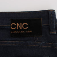 Blue Cotton Blend Slim Fit Jeans