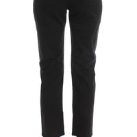 Black Cotton Capri Cropped Denim Jeans