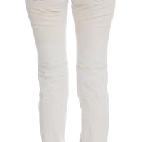 White Cotton Slim Fit Bootcut Jeans