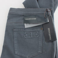 Blue Cotton Blend Slim Fit Bootcut Jeans
