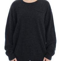 Gray Cashmere Crewneck Sweater Pullover