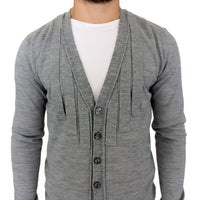 Gray wool cardigan sweater