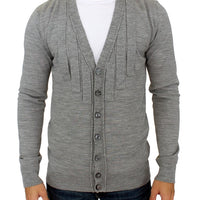 Gray wool cardigan sweater