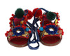 Pom Pom Leather Crystal Sandals