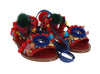 Pom Pom Leather Crystal Sandals