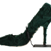 Green Xiangao Lamb Fur Leather Pumps