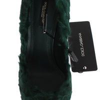 Green Xiangao Lamb Fur Leather Pumps