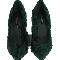 Green Xiangao Lamb Fur Leather Pumps