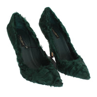 Green Xiangao Lamb Fur Leather Pumps