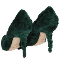 Green Xiangao Lamb Fur Leather Pumps