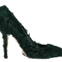 Green Xiangao Lamb Fur Leather Pumps