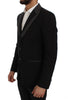 Black Wool Stretch Slim Blazer Jacket