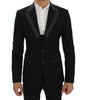 Black Wool Stretch Slim Blazer Jacket