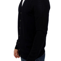Black wool cardigan sweater