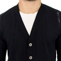 Black wool cardigan sweater