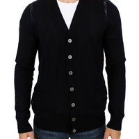 Black wool cardigan sweater