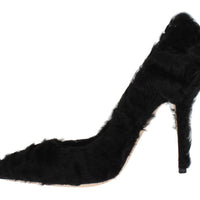 Black Xiangao Lamb Fur Leather Pumps