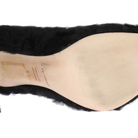 Black Xiangao Lamb Fur Leather Pumps